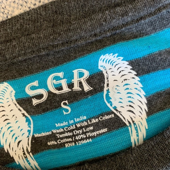 Grey and blue striped tshirt size S - Picture 3 of 3